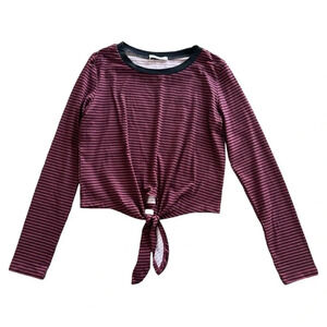 Active USA striped long sleeve tie top size Small